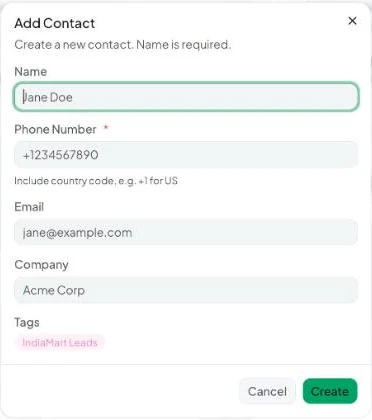 The Add Contact form.