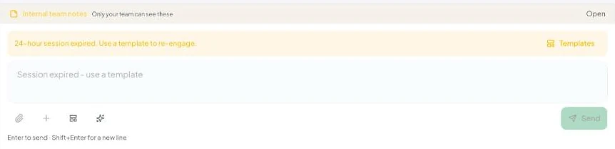 When the window has closed, the composer locks and offers Templates.