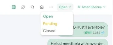 Open, Pending or Closed.